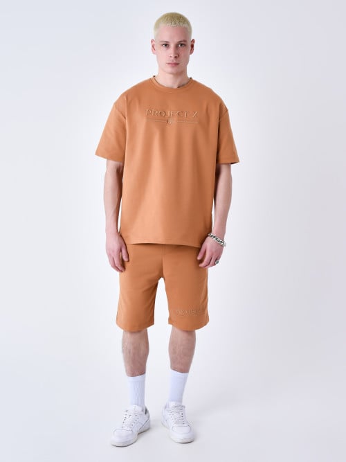 Classic embroidered tee shirt - Camel