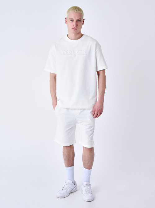 T-shirt clássica com bordados - Branco