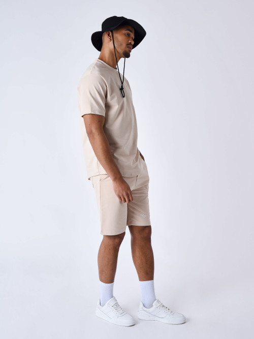 Pantalones cortos clásicos bordados - Beige