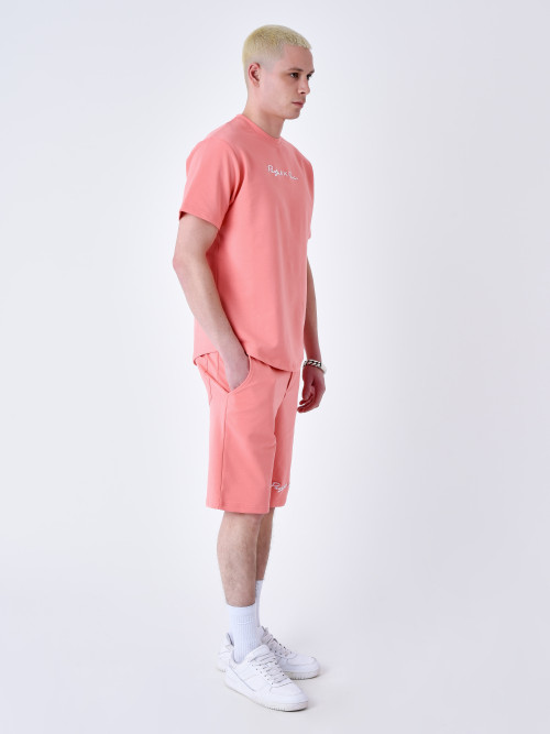 Pantalones cortos clásicos bordados - Rosa coral