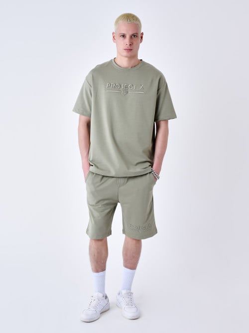 Classic embroidered shorts - Olive
