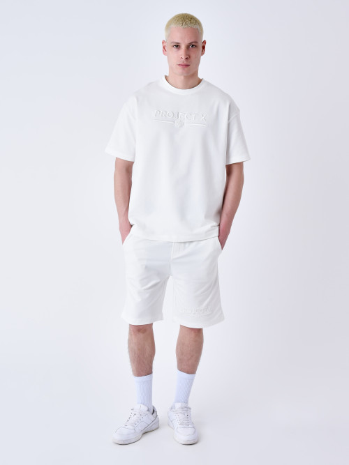 Pantalones cortos clásicos bordados - Blanco roto