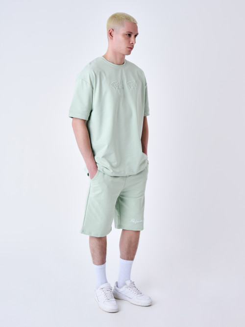 Essentials Pantalón corto clásico bordado - Verde agua