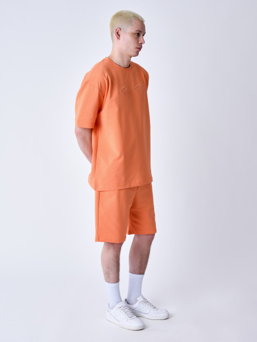 Essentials Pantalón corto clásico bordado - Naranja