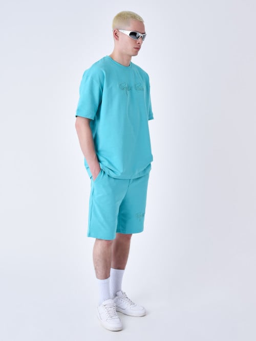 Essentials classic embroidered shorts - Turquoise