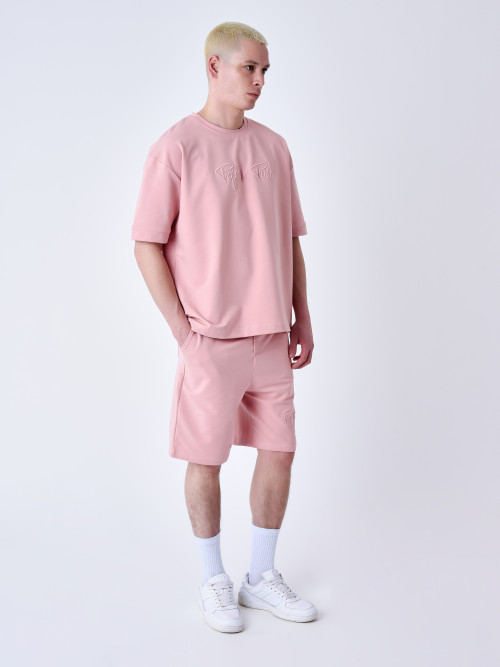 Essentials Pantalón corto clásico bordado - Rosa ciruela