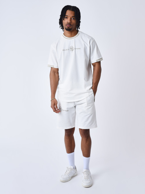 Einfarbige Shorts mit Logo-Streifen - Gebrochenes Weiß