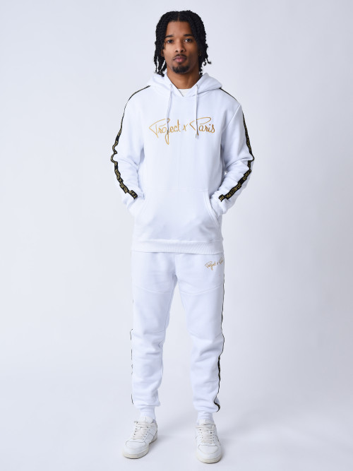Embroidered logo hoodie - White