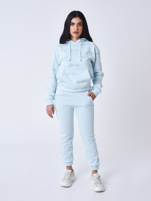 All-over signature hoodie - Ice blue