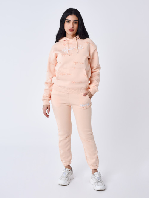 All-over signature hoodie - Pale peach