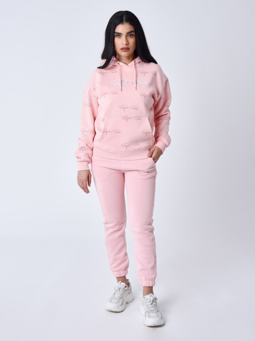 All-over signature hoodie - Rose