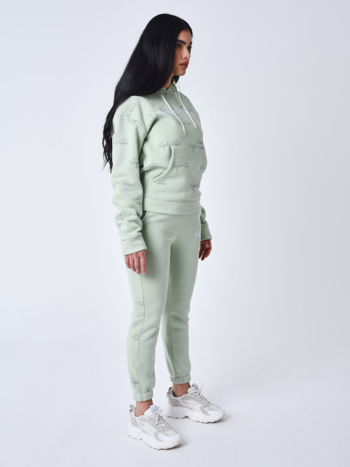 Signature all-over stripe jogging bottoms - Water green