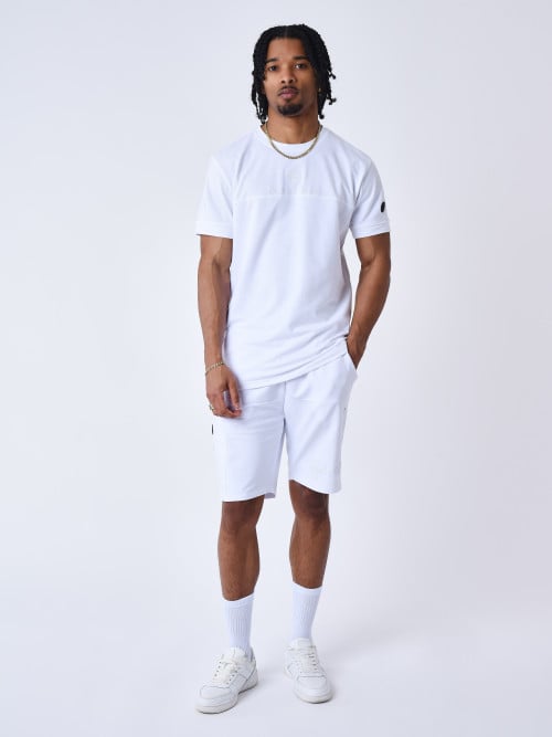 Technical shorts with cut-outs - White