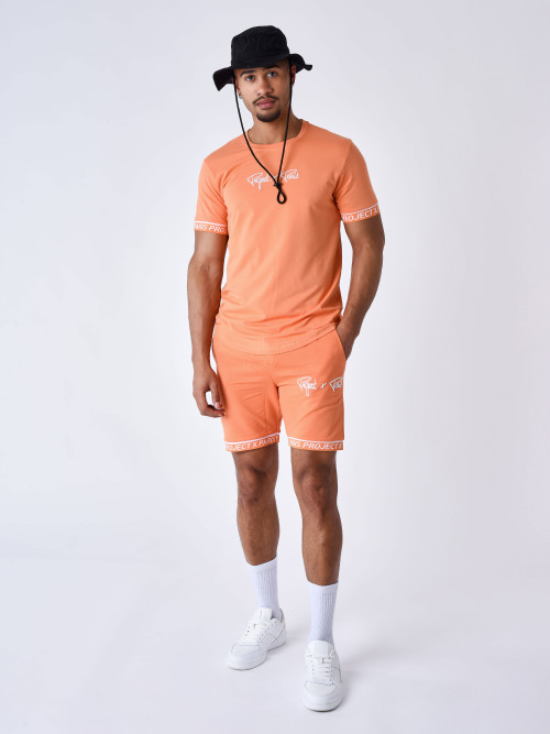 T-Shirt mit elastischen Bändern - Orange