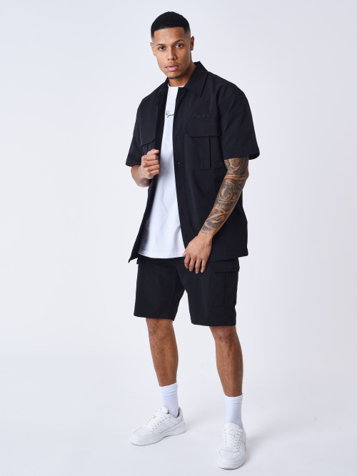 Plain textured shorts - Black