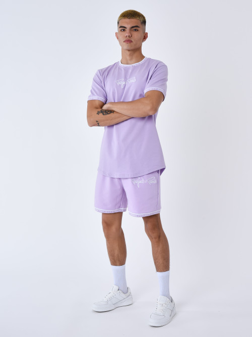 T-shirt com logógênero bordado - Púrpura