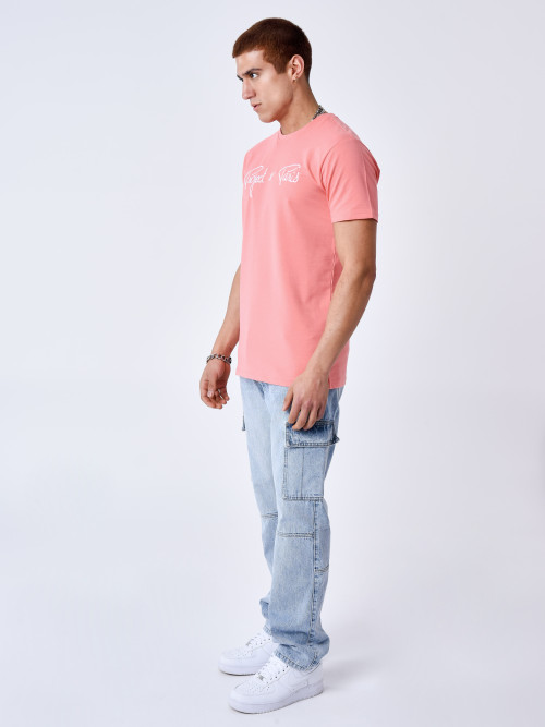 T-shirt básica bordada Essentials Project X Paris - Cor-de-rosa coral