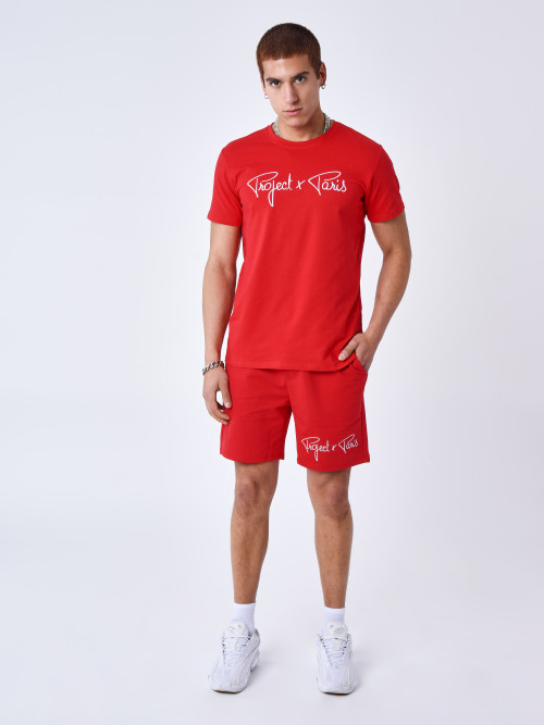 T-shirt básica bordada Essentials Project X Paris - Vermelho