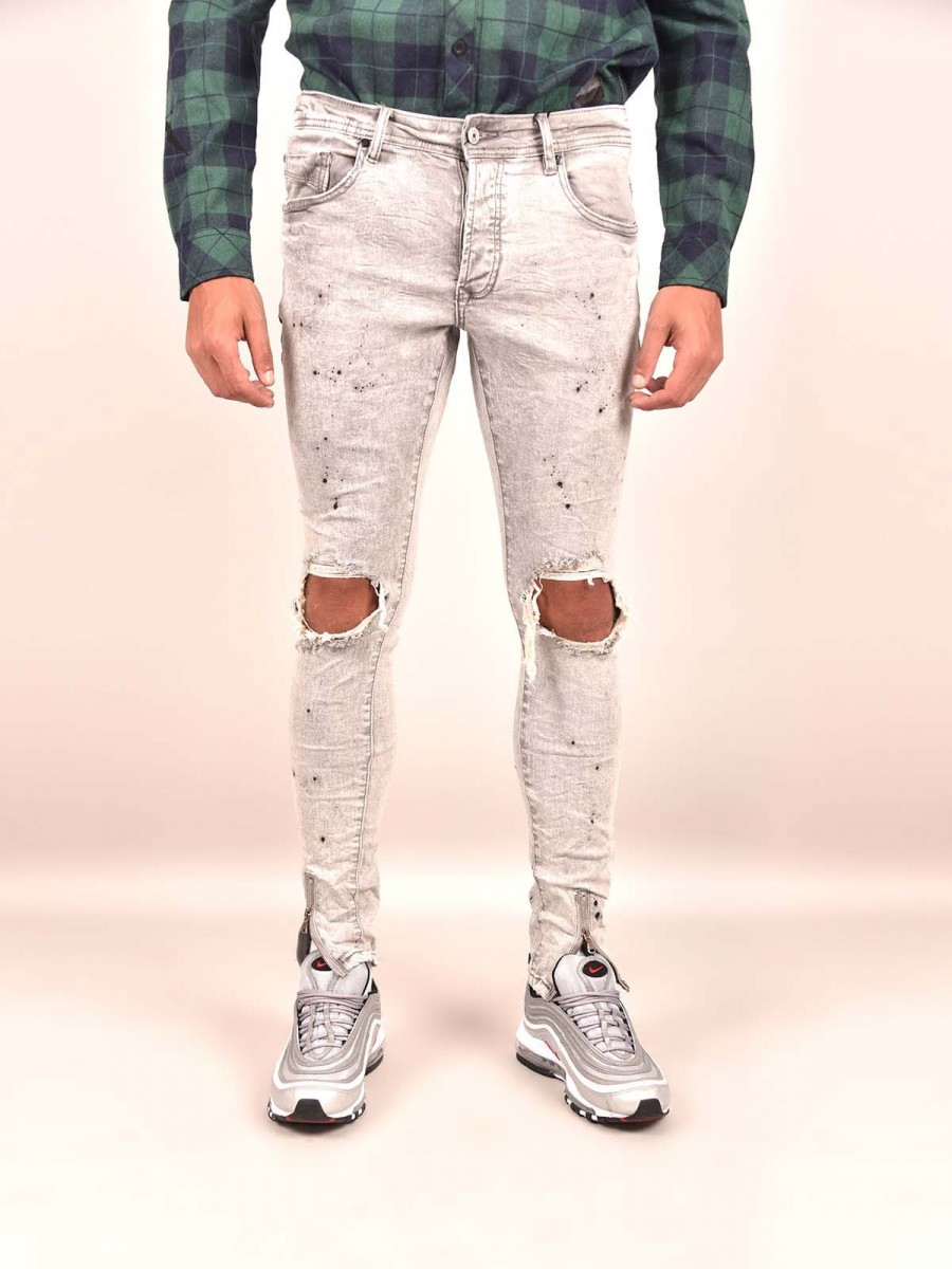 Skinny Ripped Jeans in Grey Project X Paris