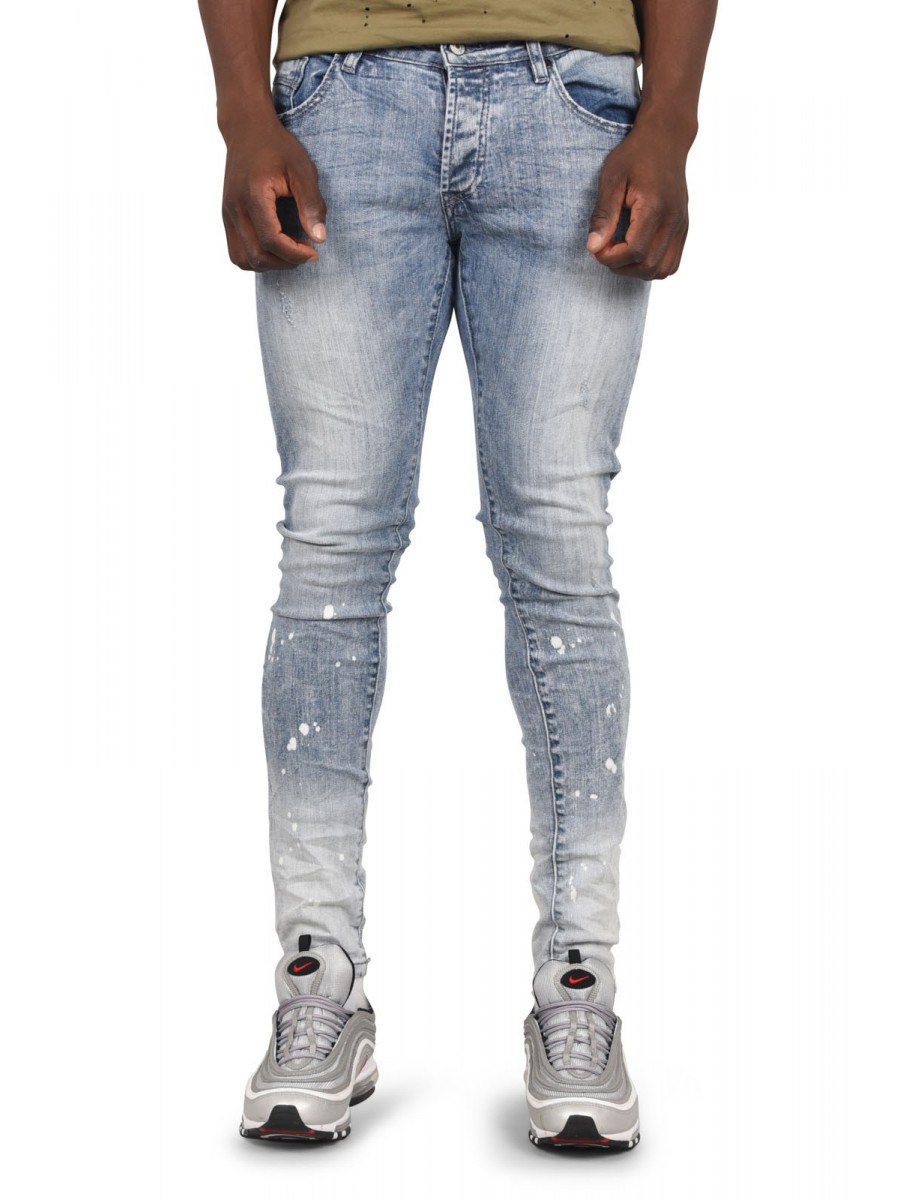 Skinny Fit Tie and Dye Blue Jeans