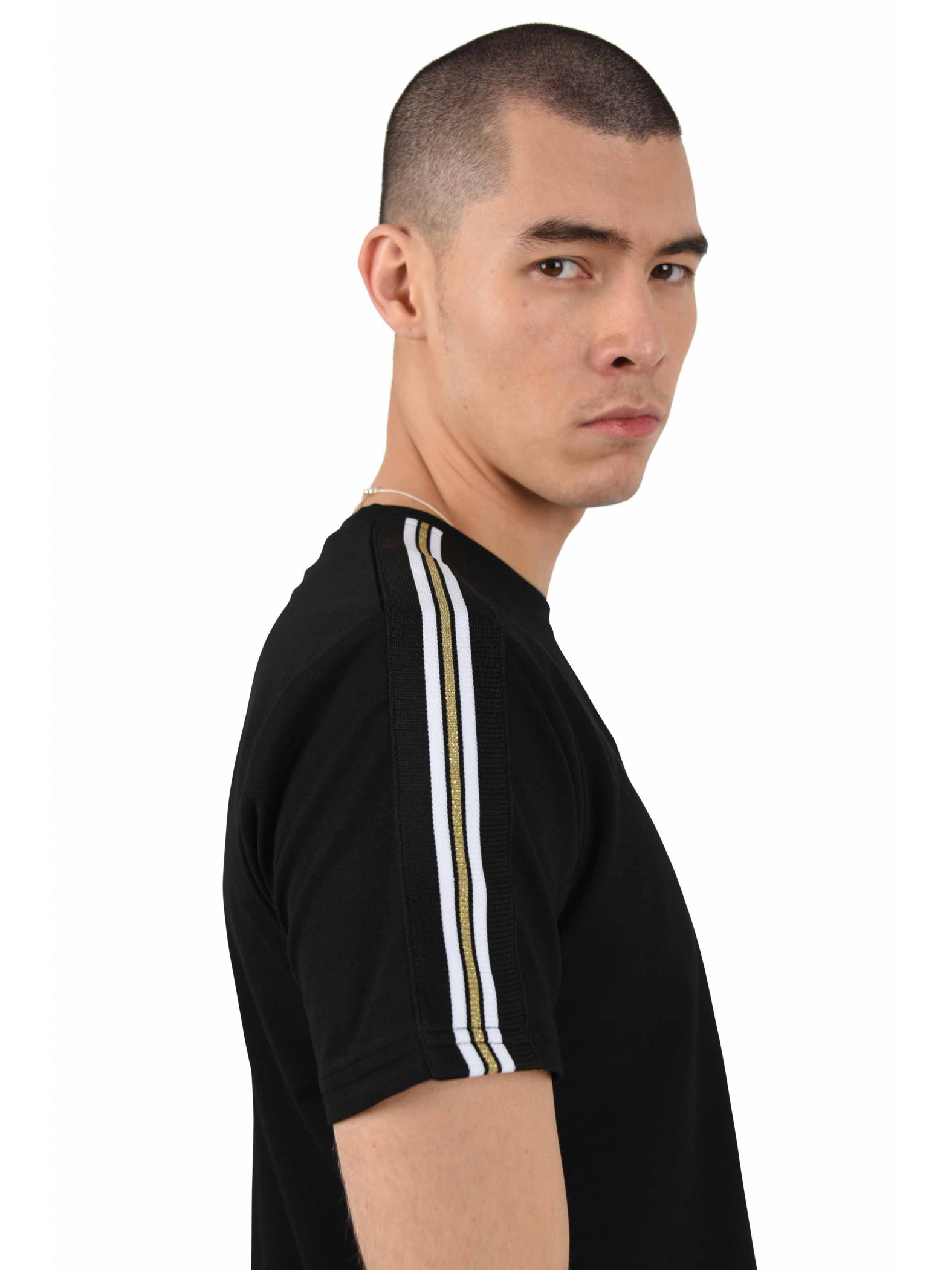 Tee shirt uni bandes contrastantes dorées Homme Project X Paris