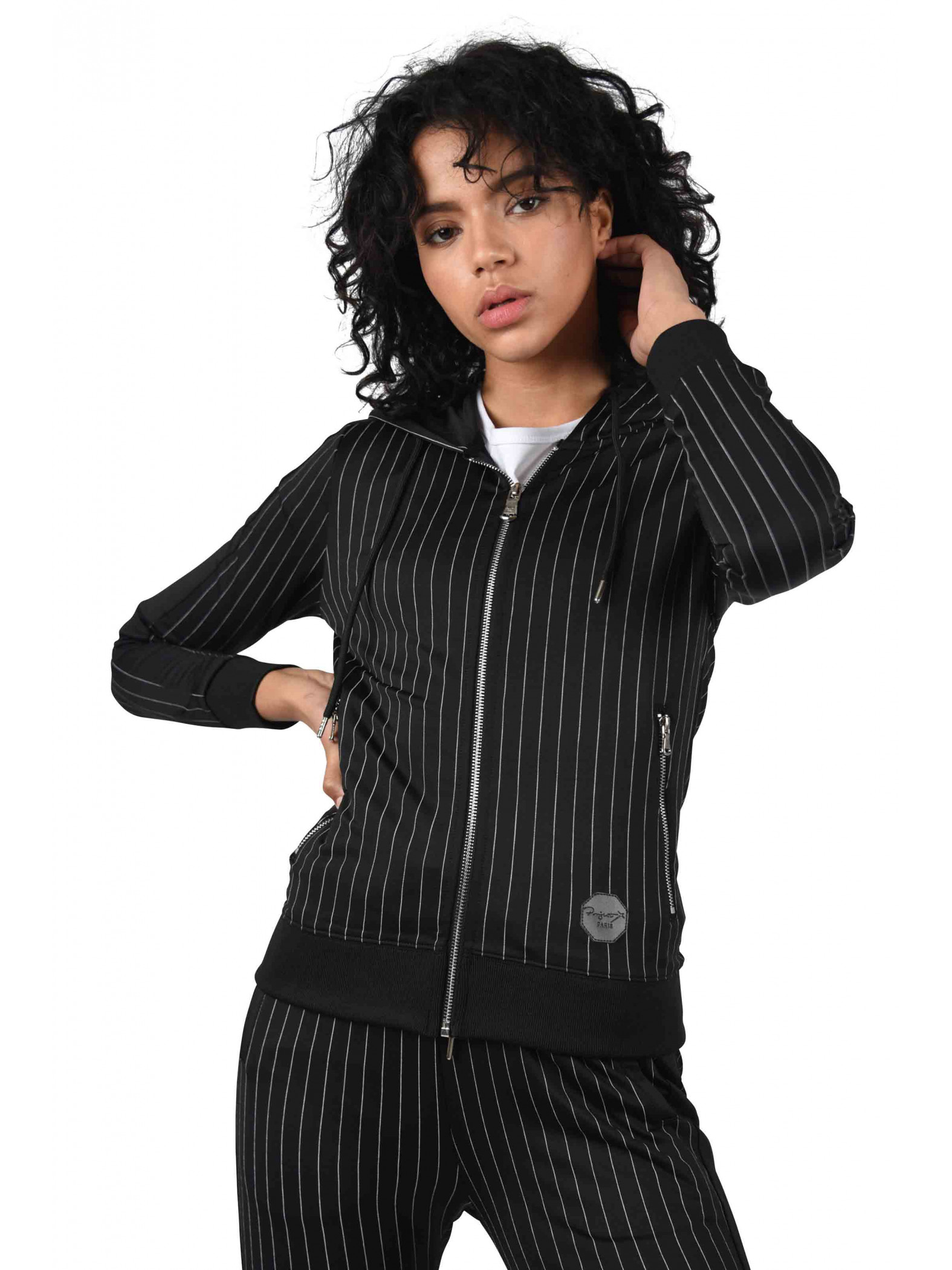 Women's Pinstripe Hoodie with Contrasting Stripe Project X Paris