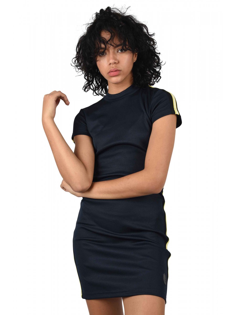 Bodycon Dress with Piping on Sleeve and Side
