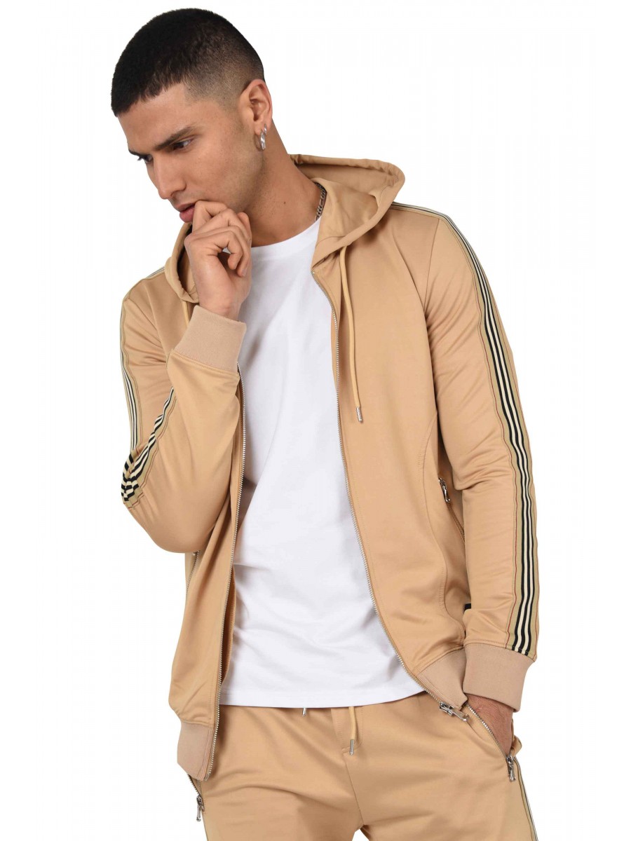 Zipped Tracksuit Jacket with Side Stripes