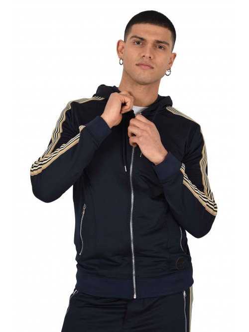 Men's zipped tracksuit jacket with side stripes.