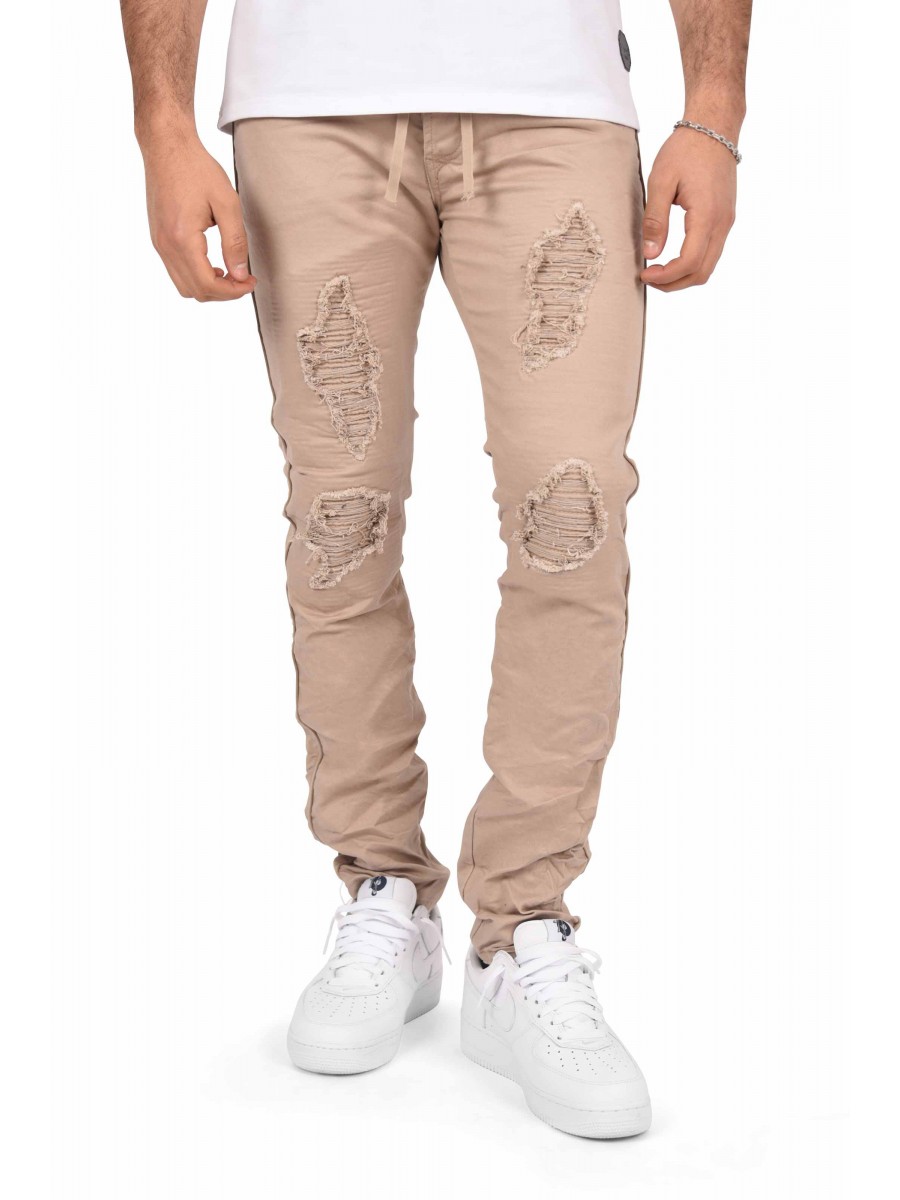 Slim Fit Jeans with Lace-Up Waist and Stitched Biker Panel
