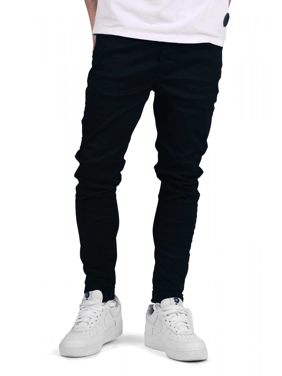Two-tone slim-fit pants with ribbed waistband