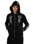 Velour jacket with contrasting stripes and golden floral patch Project X Paris