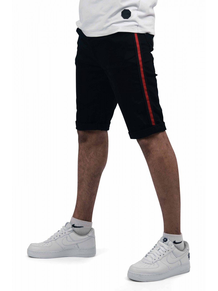 Shorts with Red Contrasting Side Stripe