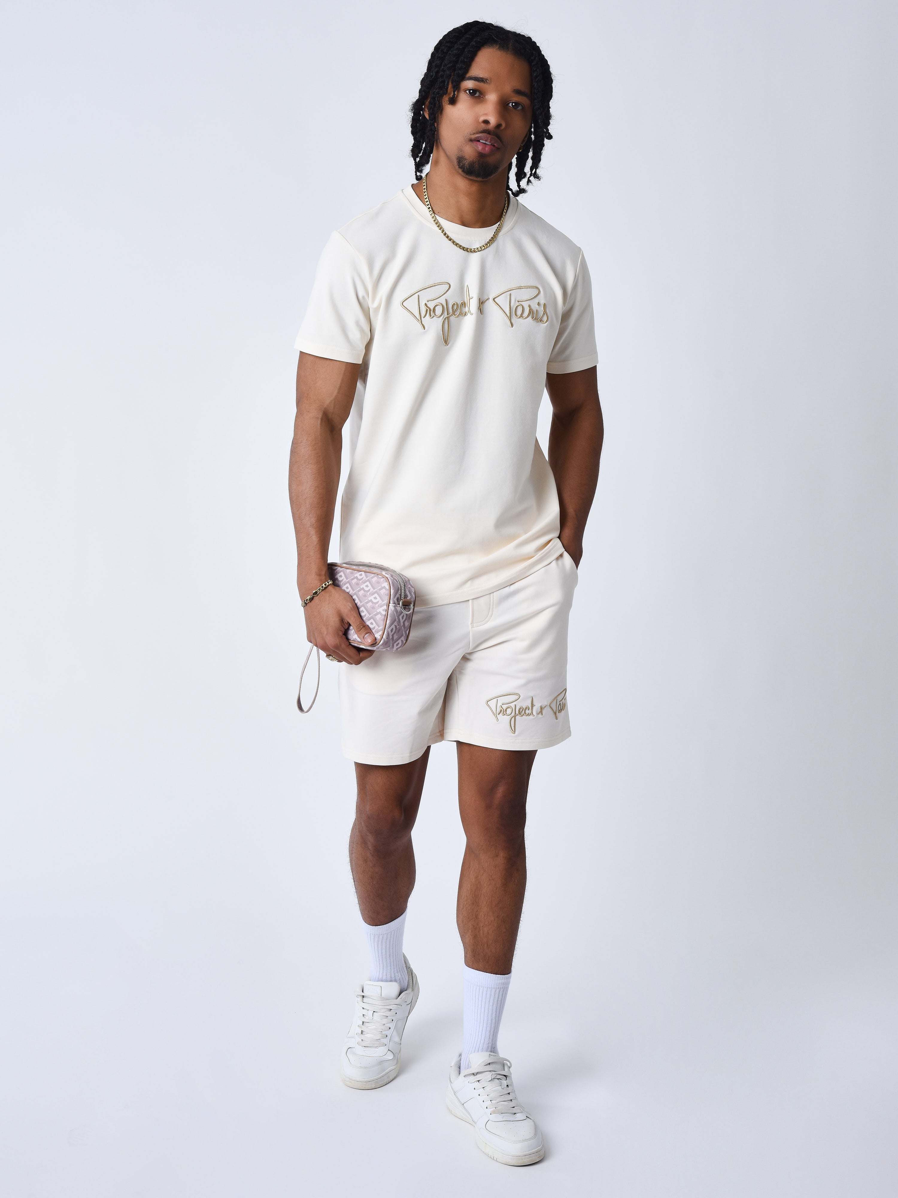 T-shirt basic broderie Signature-3