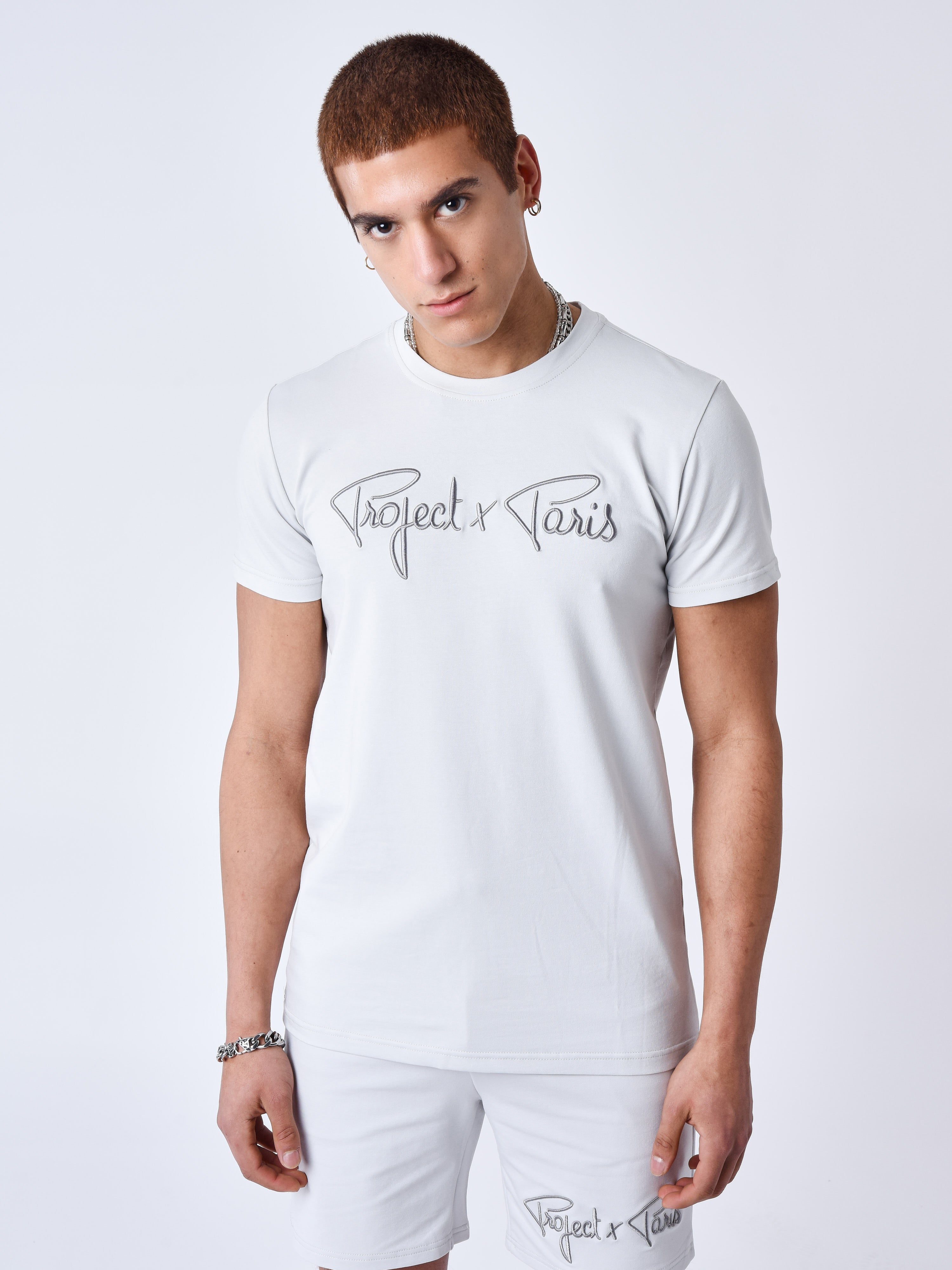 T-shirt basic Signature borduring-1