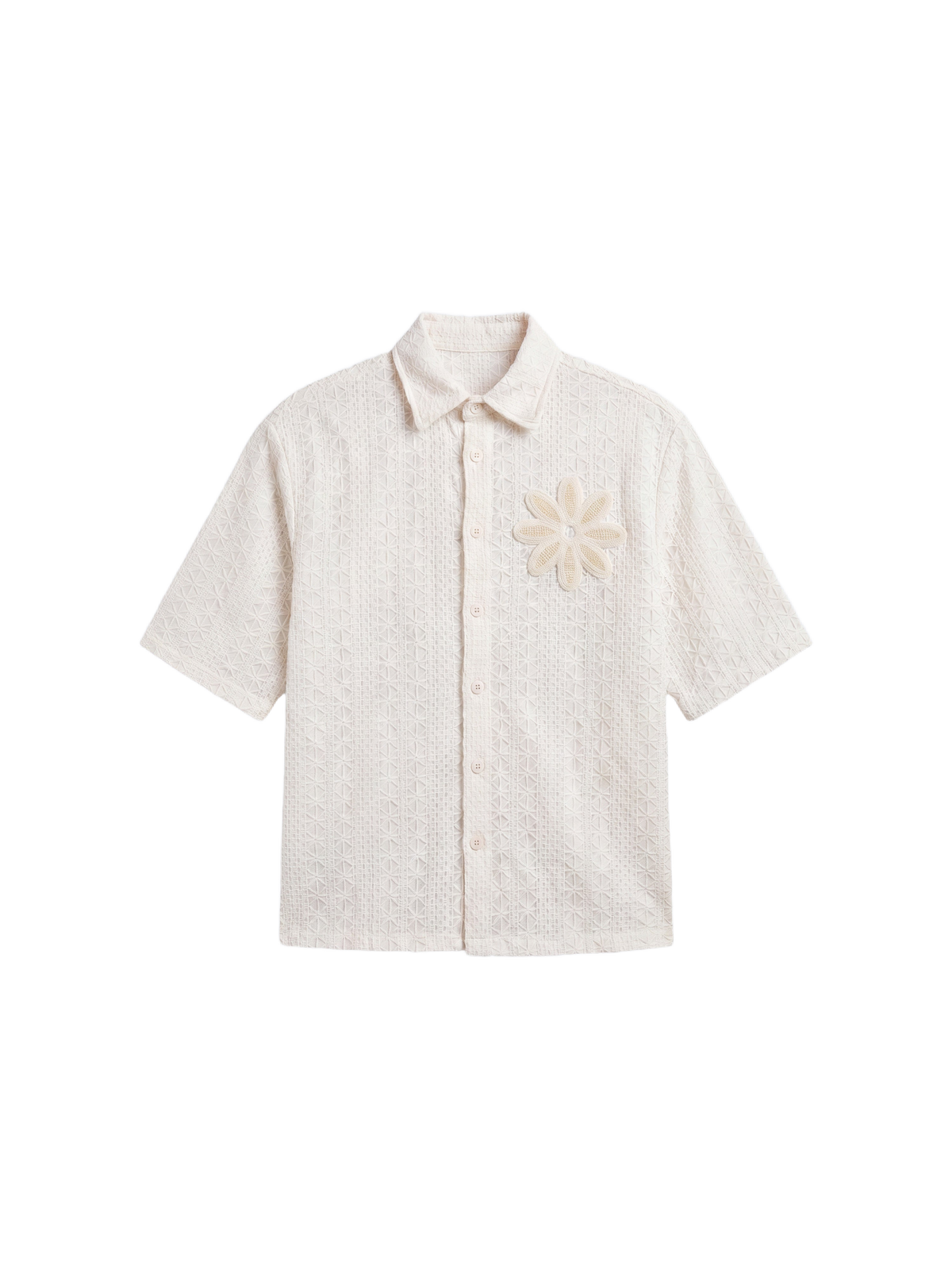 Camicia ricamata traforata con fiore Avorio – 6