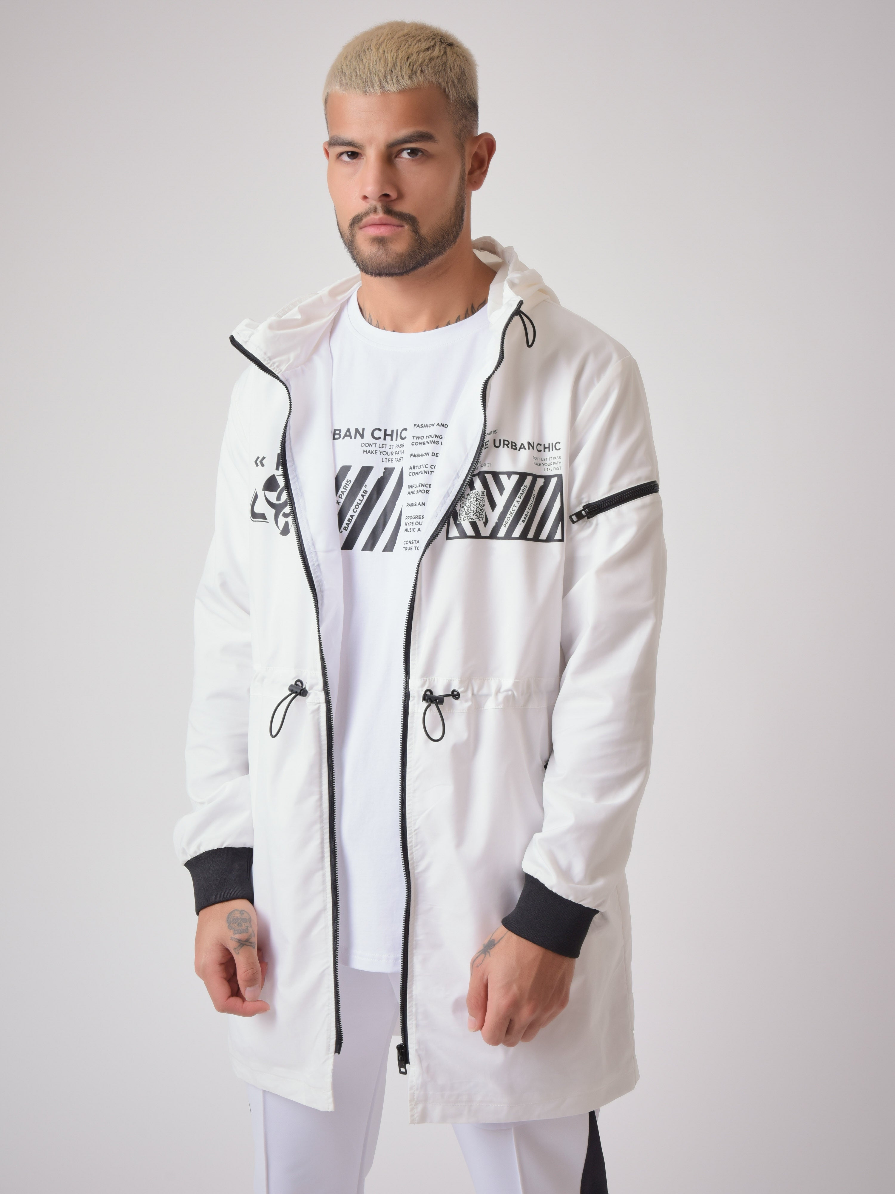 Coupe vent long black & white "Baba Collab"-1