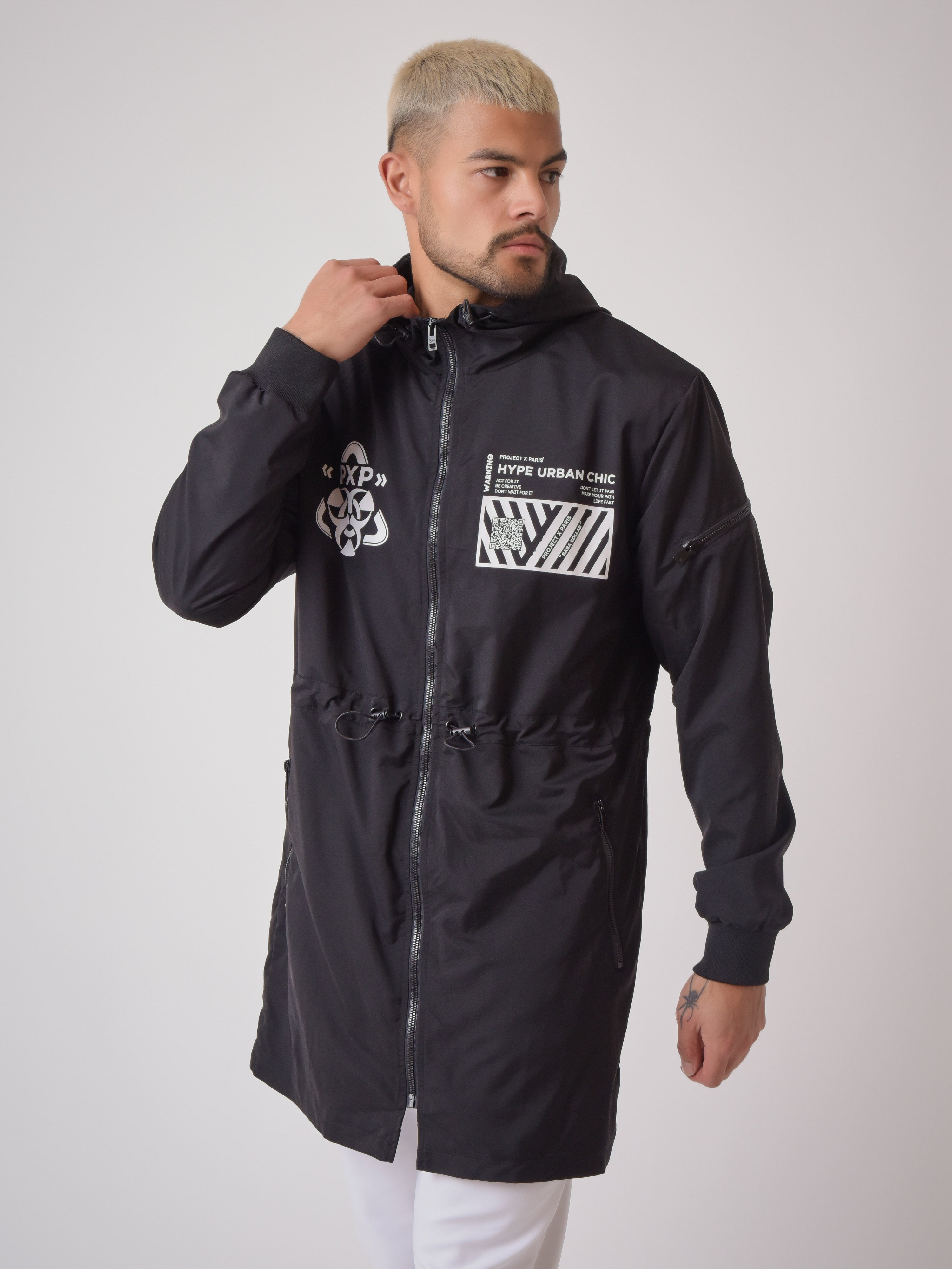 Coupe vent long black & white "Baba Collab"-6
