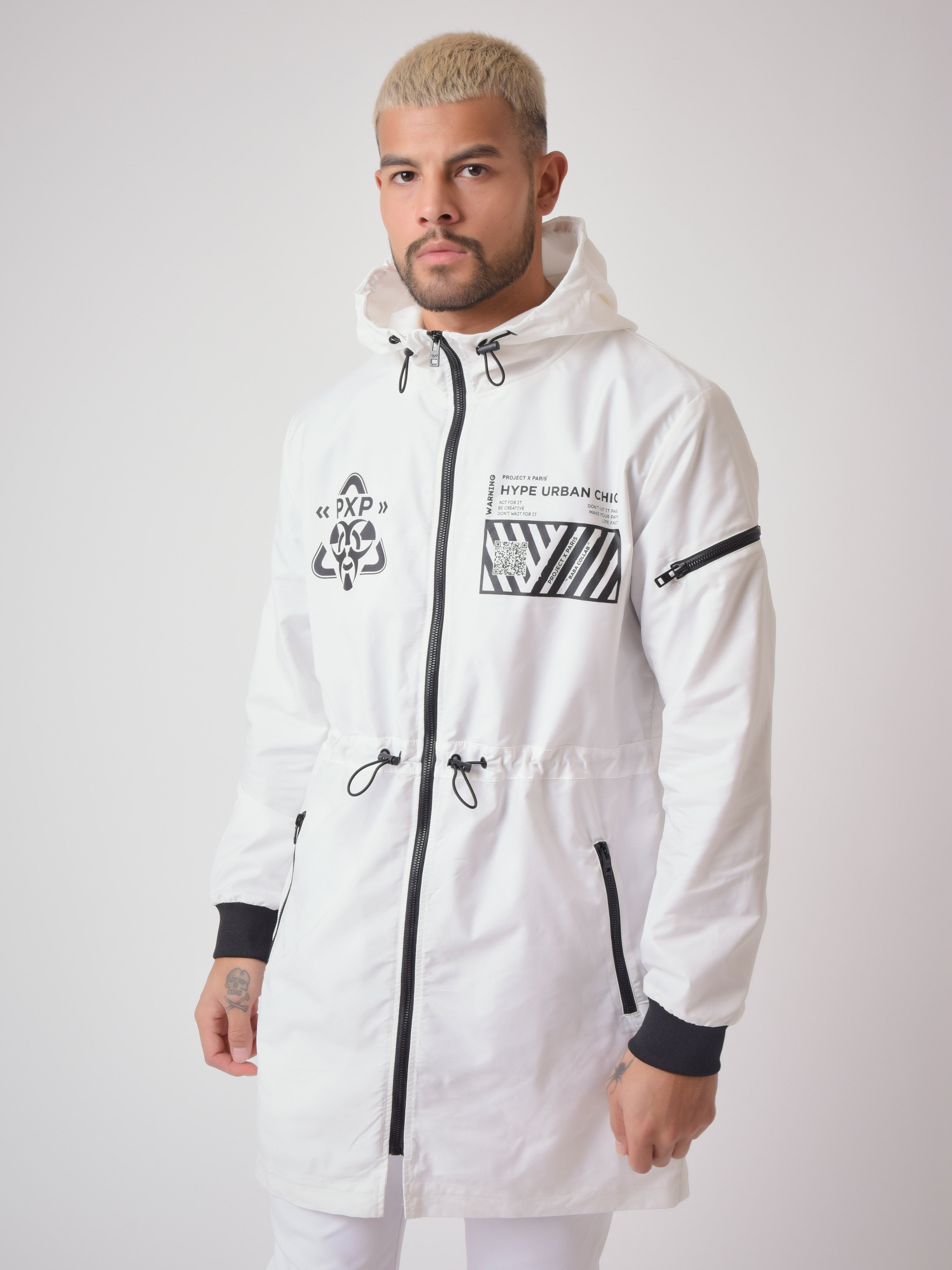 Coupe vent long black & white "Baba Collab"-3