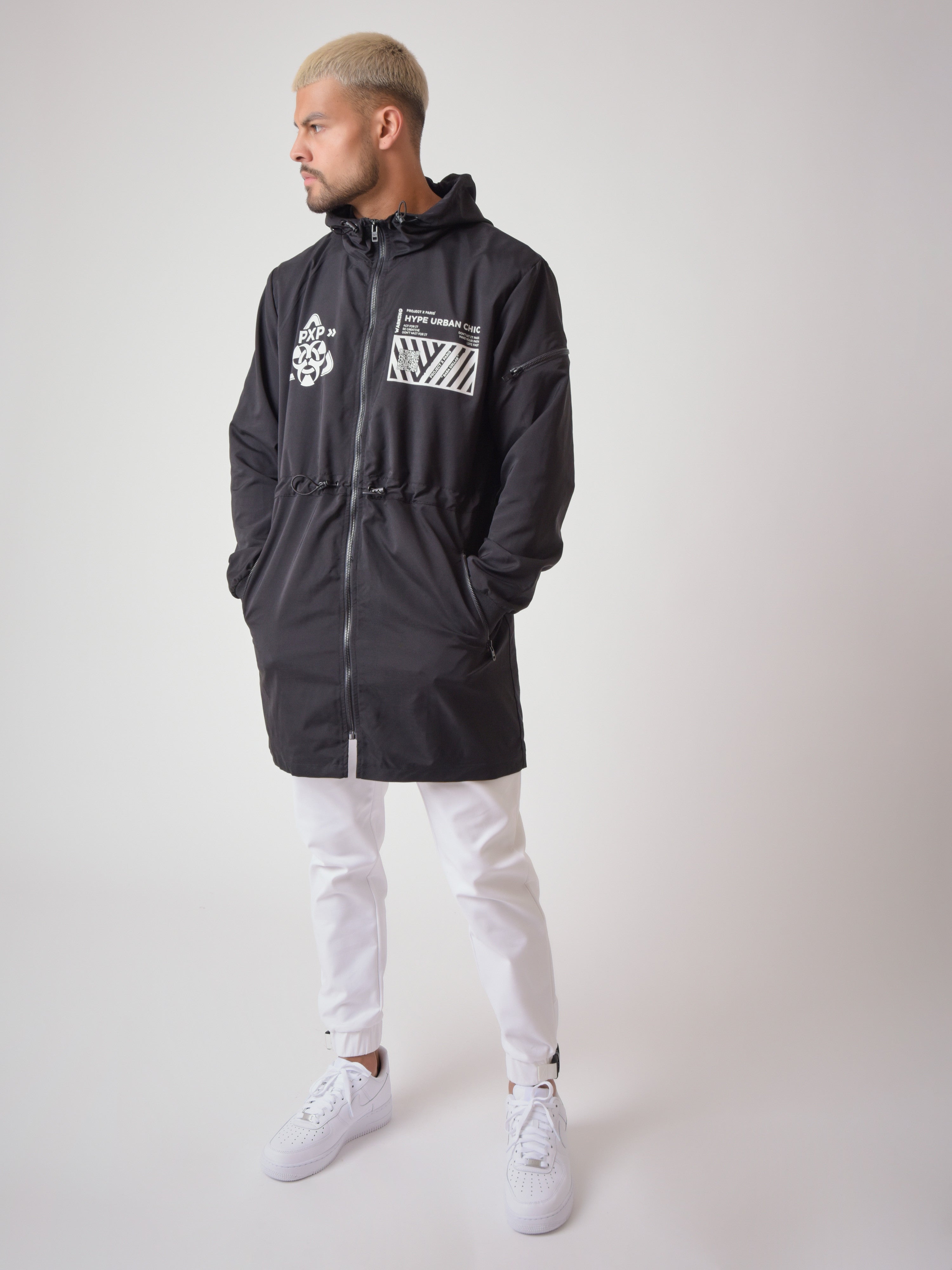 Coupe vent long black & white "Baba Collab"-3
