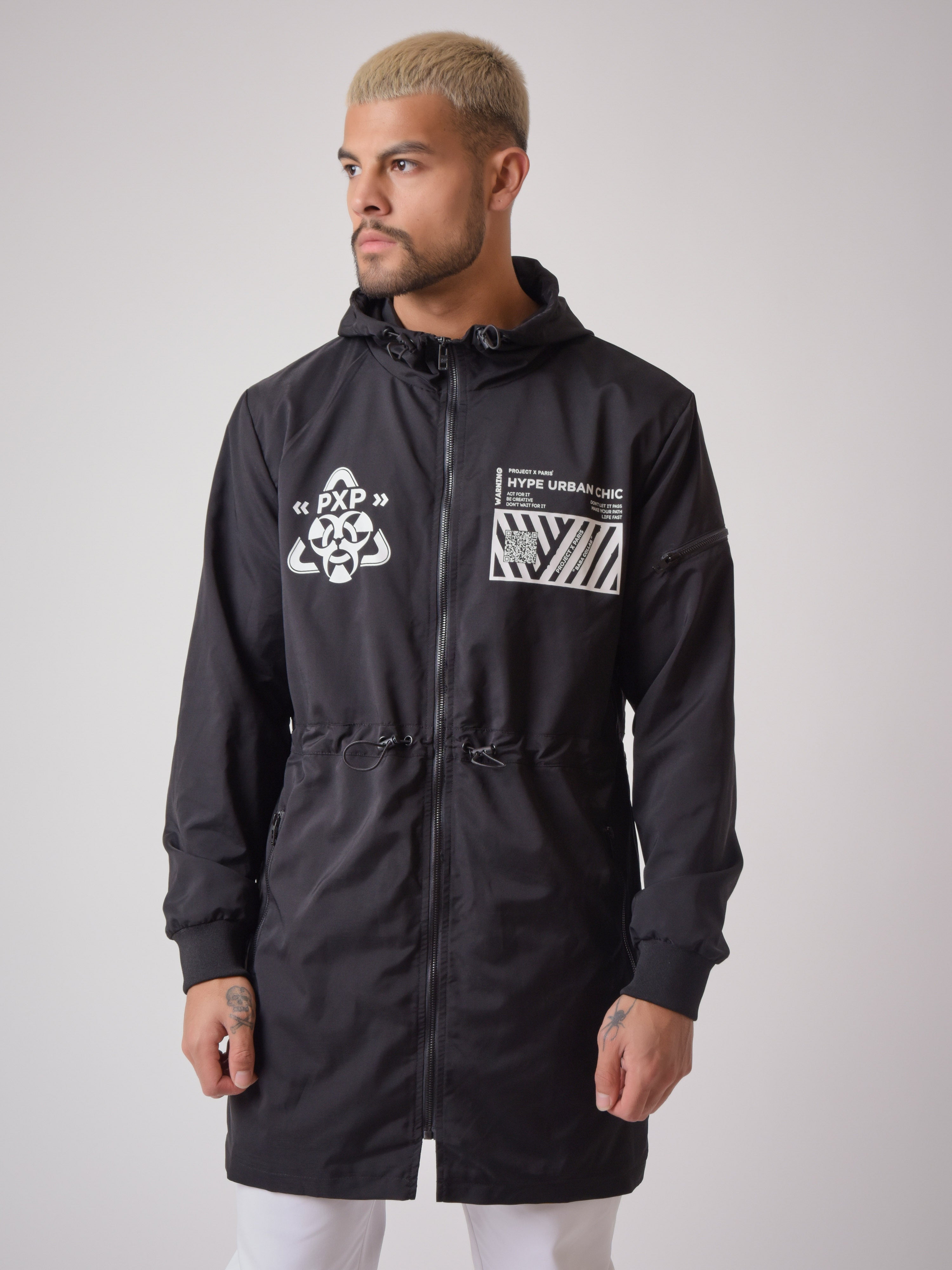Coupe vent long black & white "Baba Collab"-4