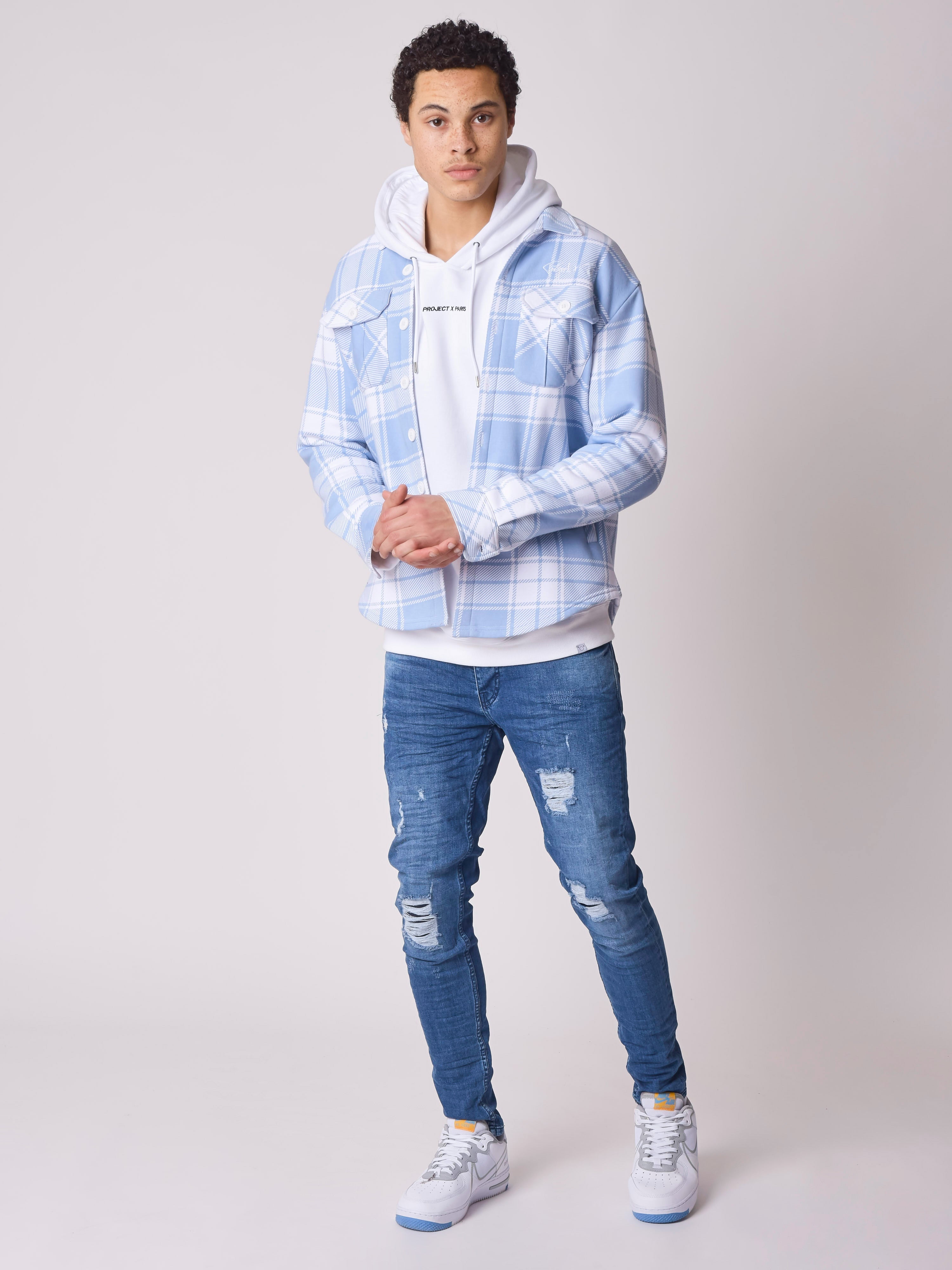 Two-tone checkered overshirt-2