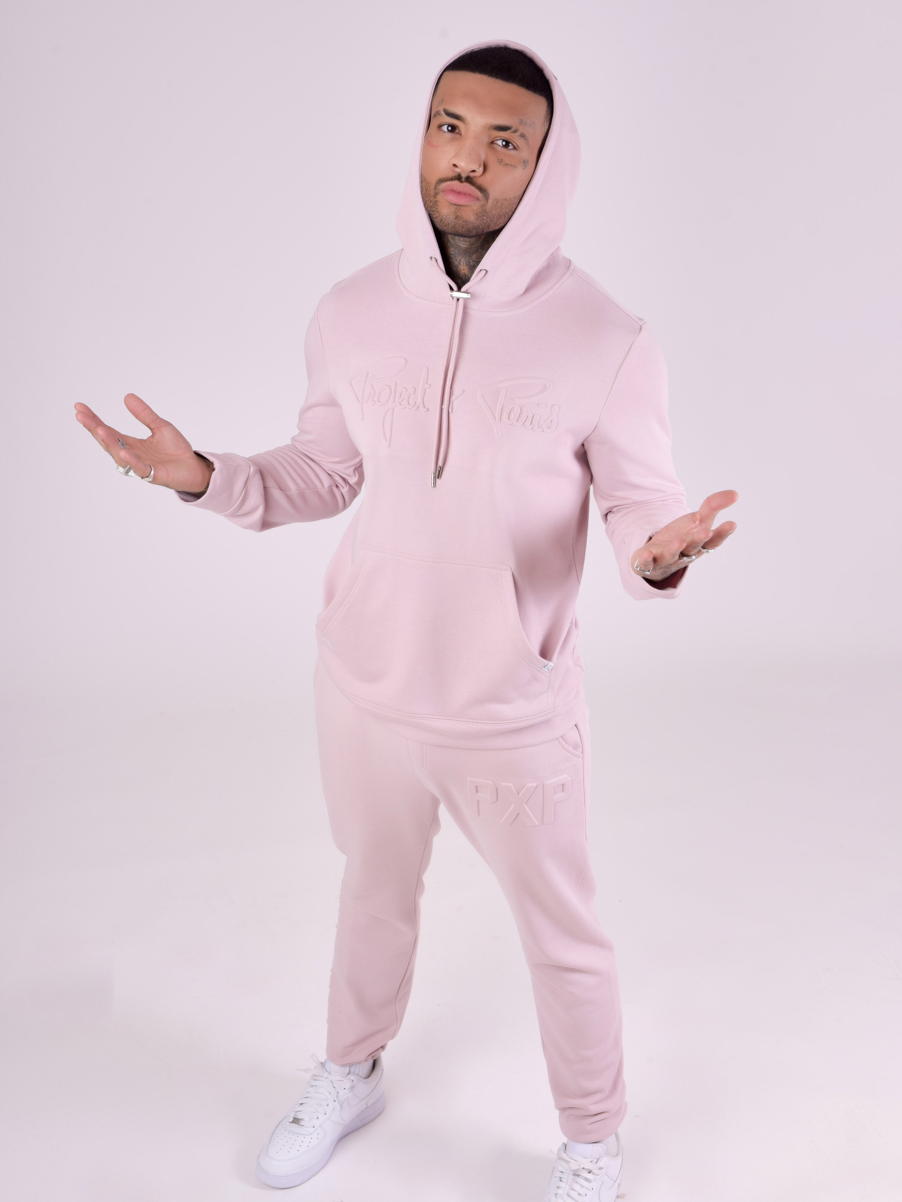 Hoodie met logo reliëf embossing-1