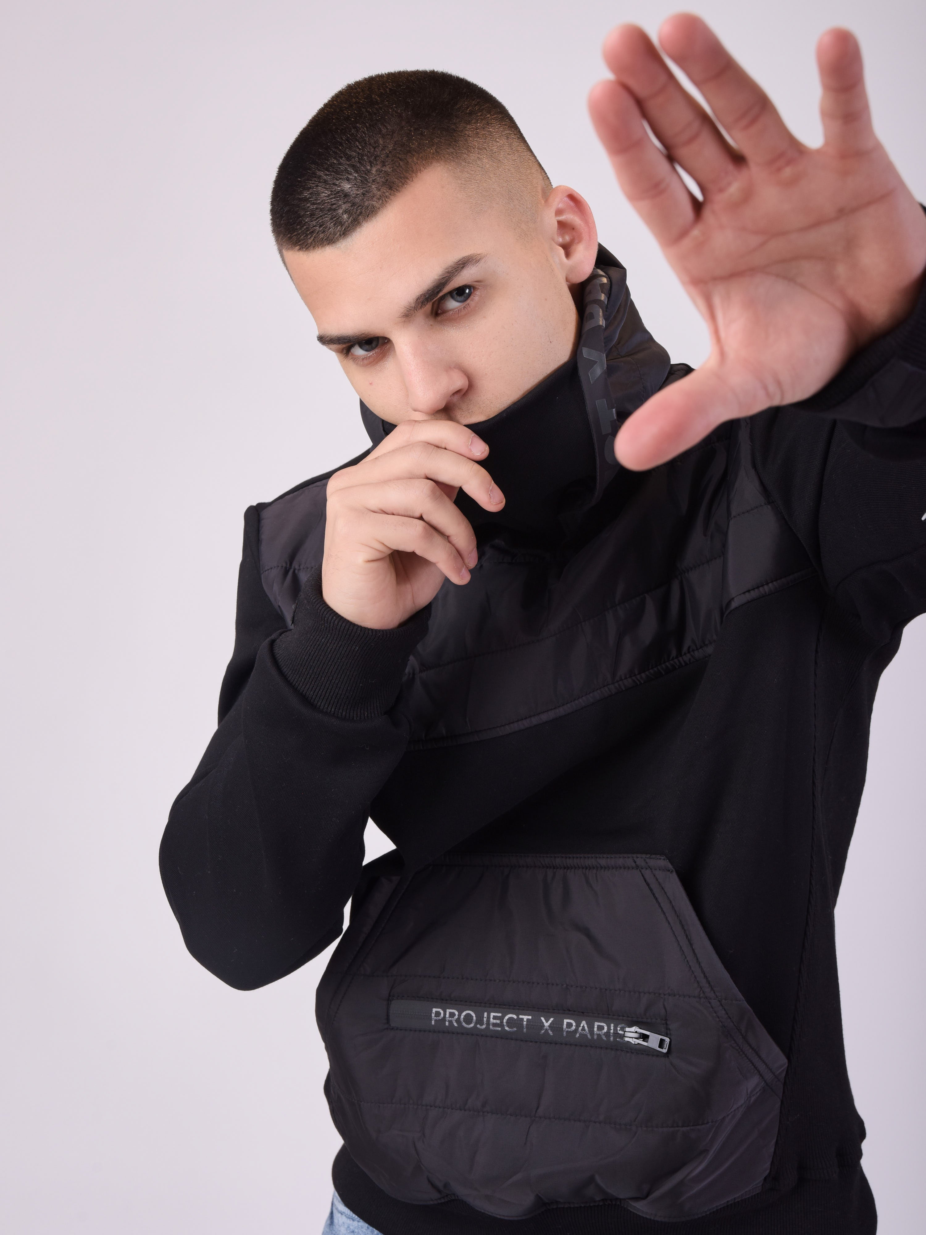 Quilted hoodie with kangaroo pocket-1