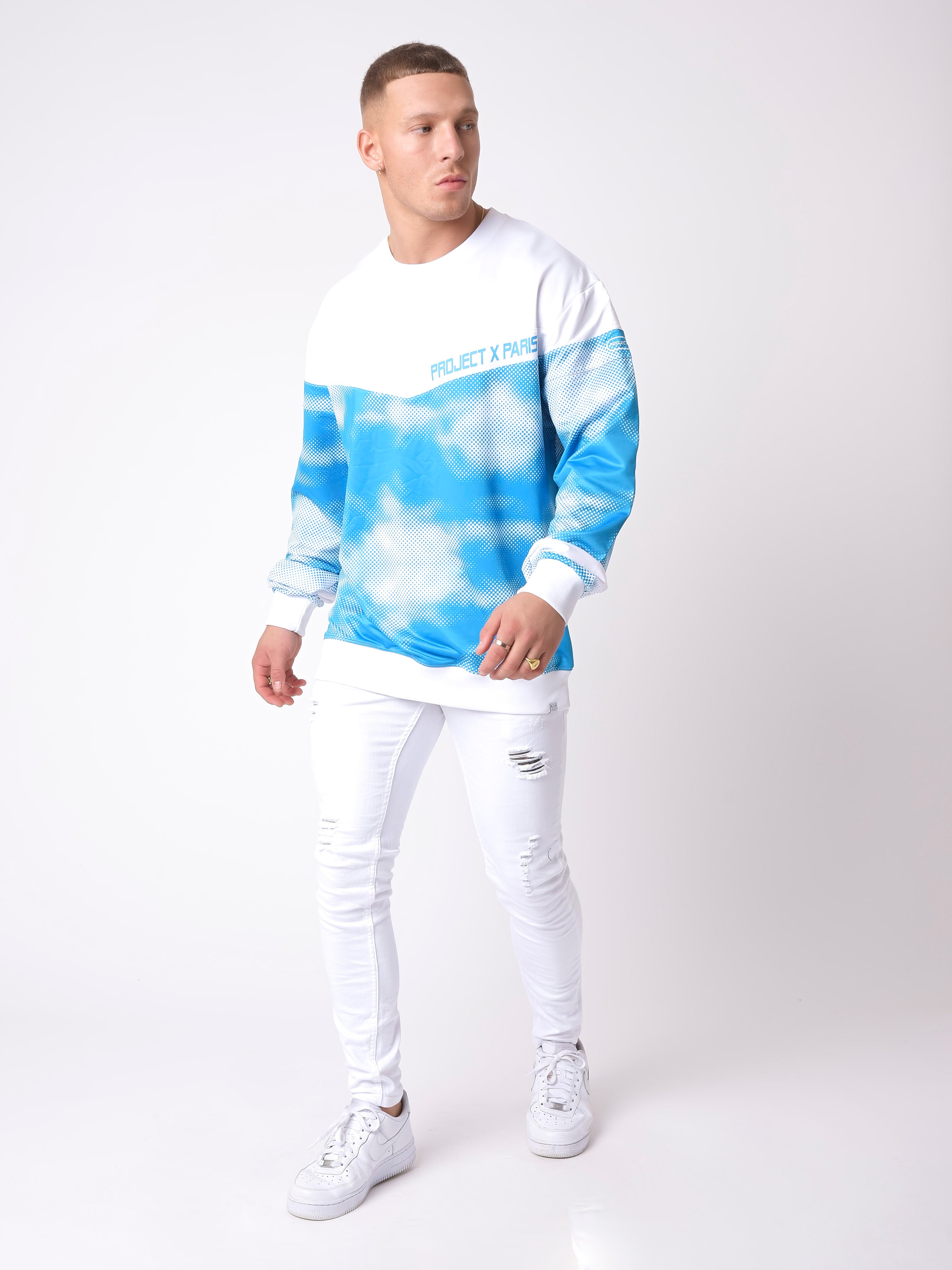 Round neck sweatshirt with cloud print-5