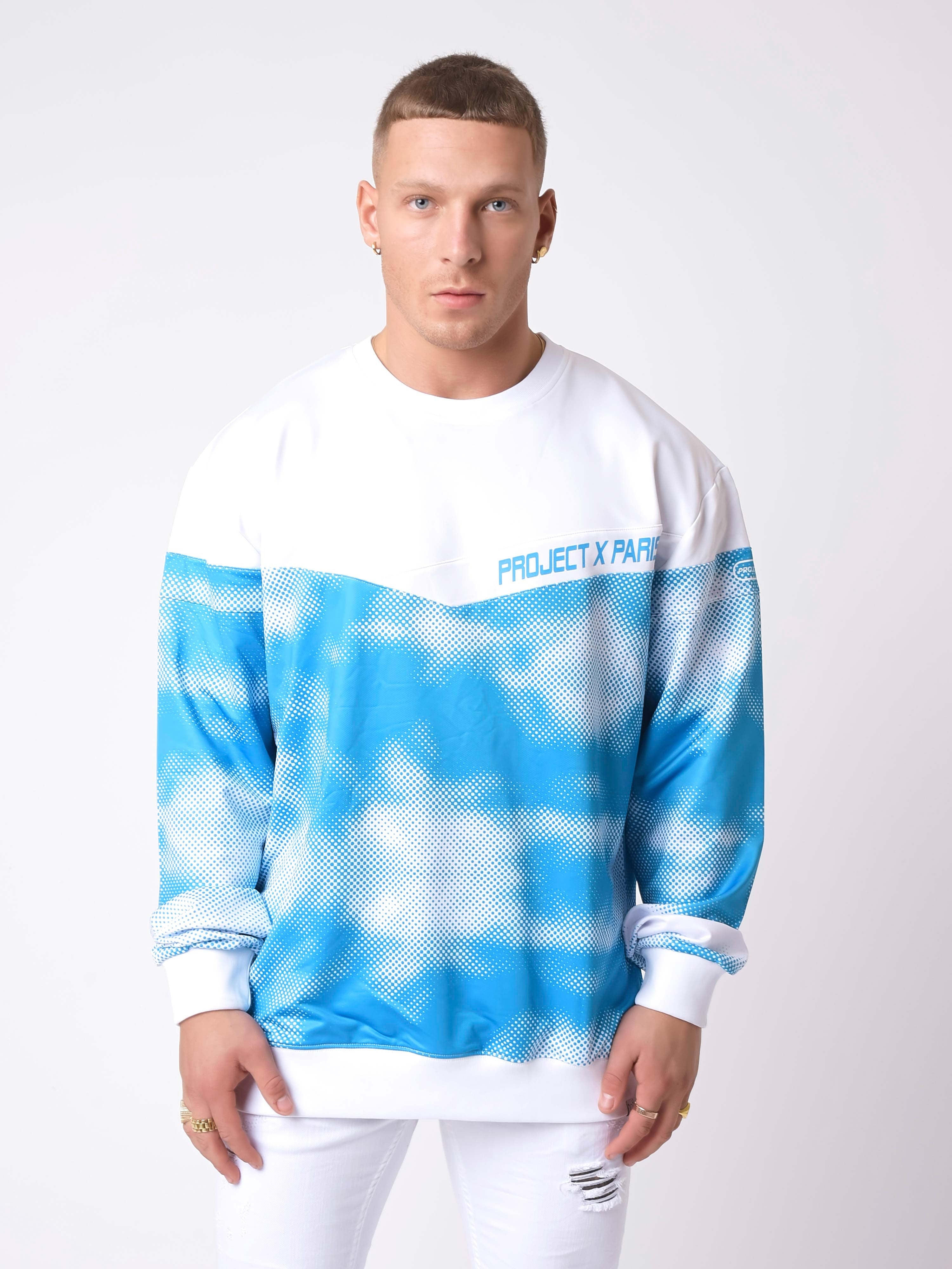 Round neck sweatshirt with cloud print-2