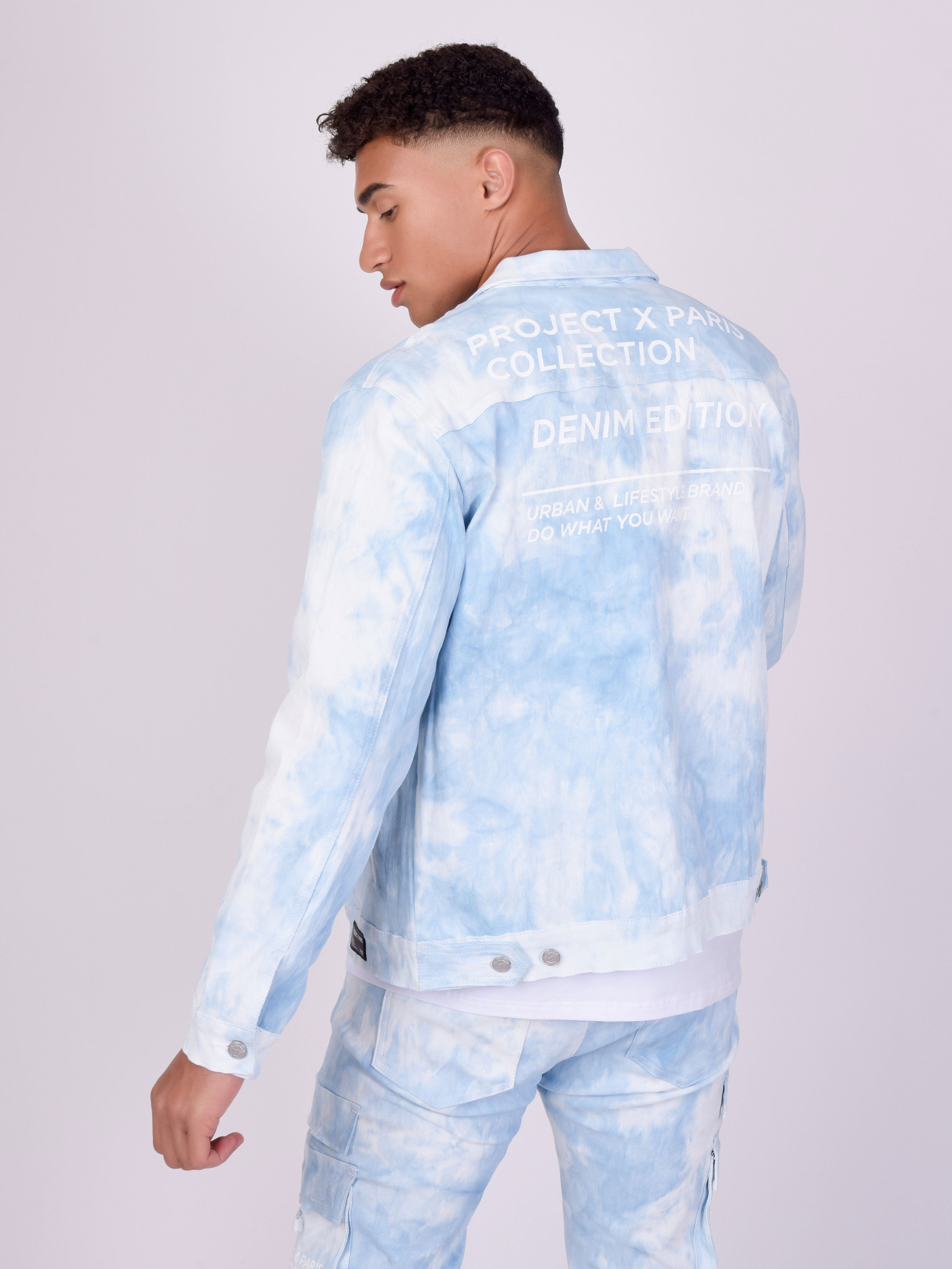 Jachetă din denim cu model tie & dye-4