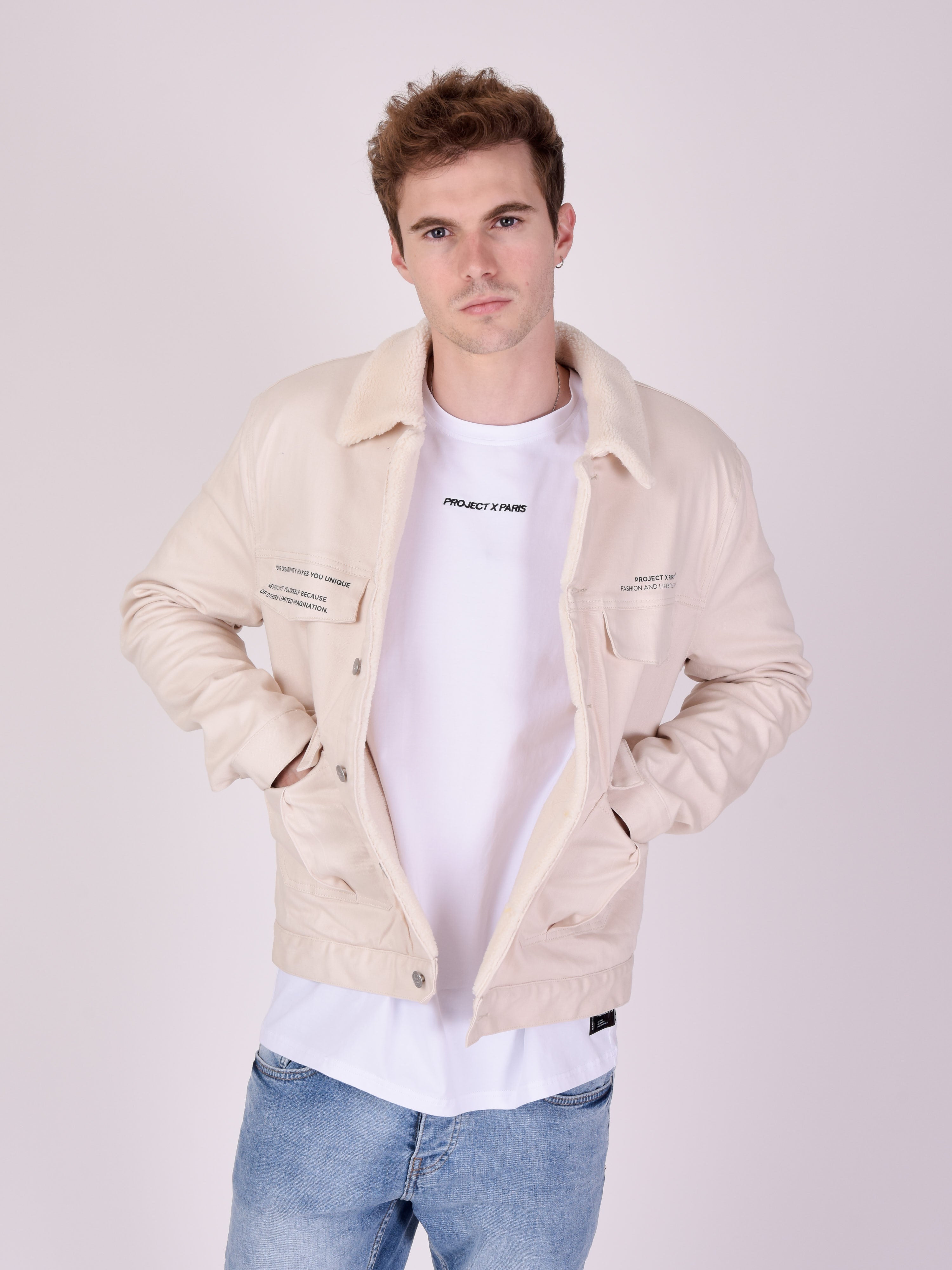 Blouson col et doublure effet laine-1