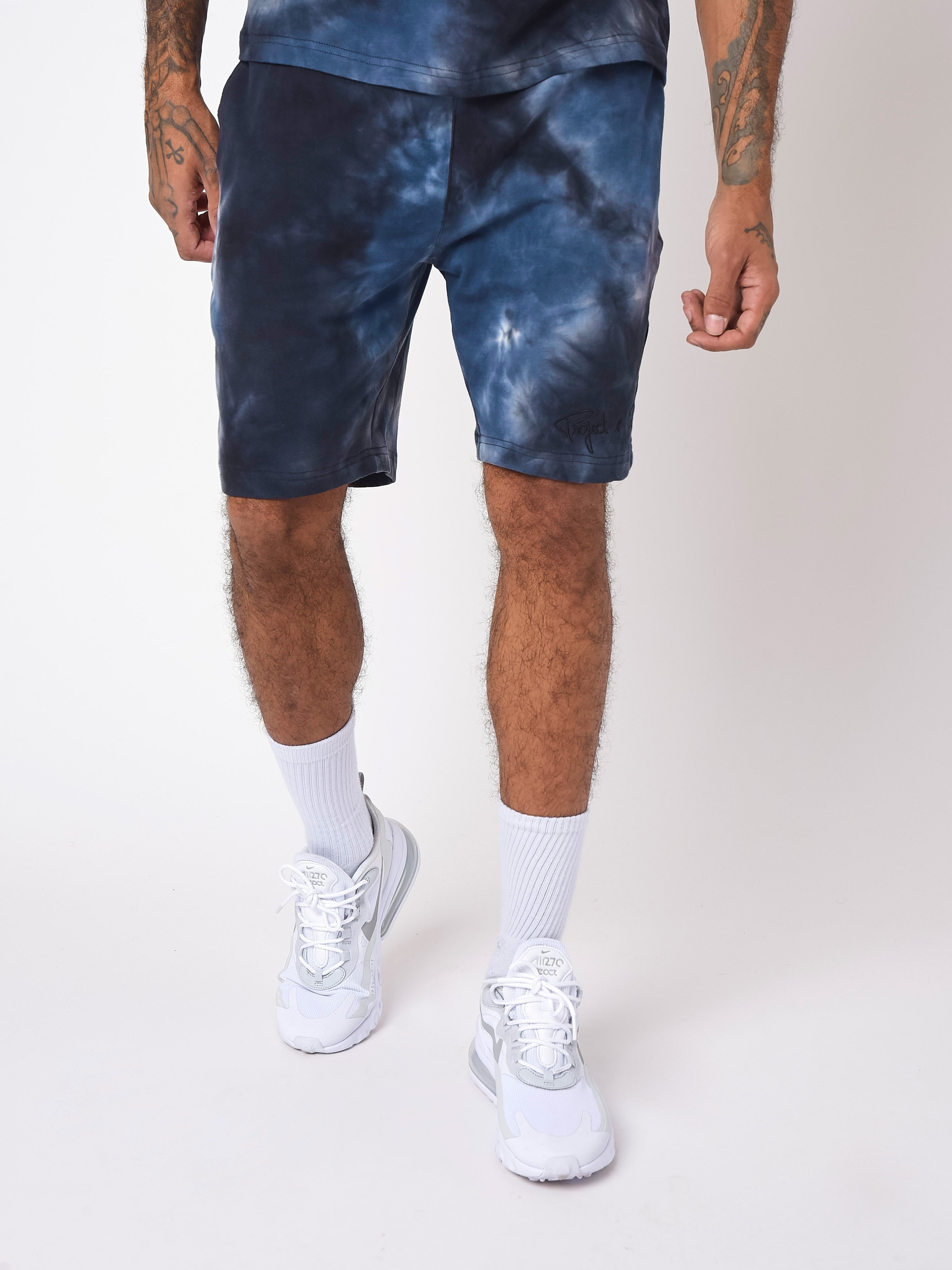 Tie & dye shorts with basic logo embroidery-1