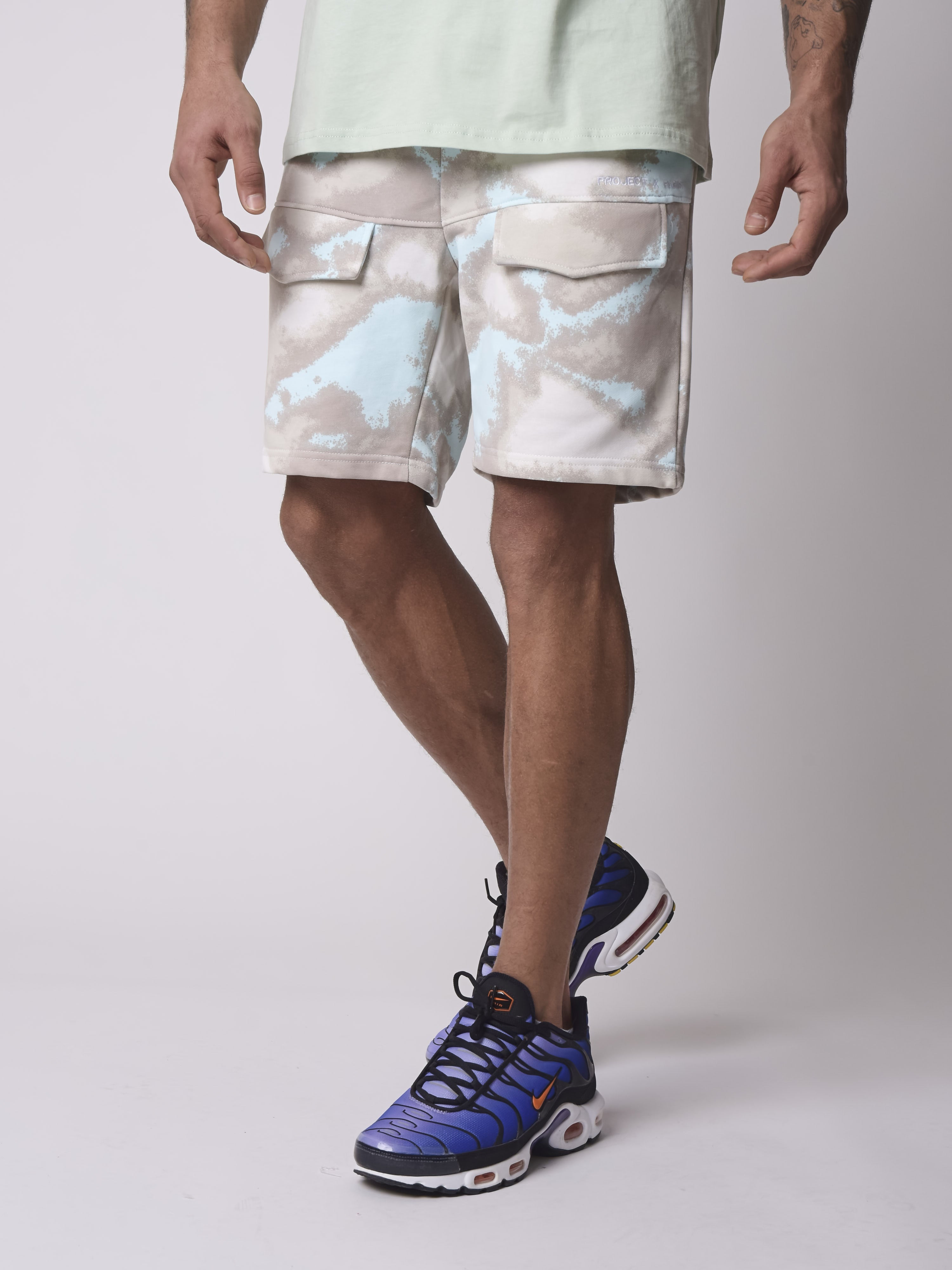 Abstract camouflage pattern shorts-3